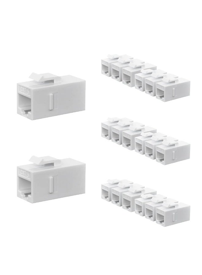 Peachjoy RJ45 CAT6 Keystone Coupler, 20 Pack Female to Female Plug-In Coupler, UTP CAT6 Keystone In-Line Coupler, White - Image 1